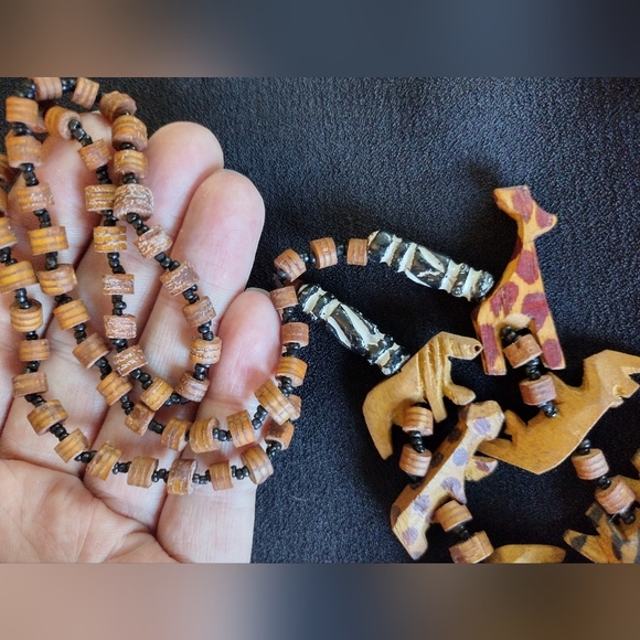 Handcrafted Wooden And Beaded African Animal Necklace - Picture 8 of 8